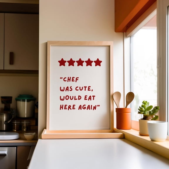 Chef Was Cute Kitchen Wall Art Set, Stretched Canvas Size 16x24