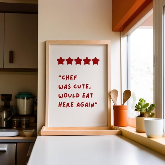 chef was cute aesthetic kitchen print retro wall art... Chef Was Cute Kitchen Wall Art Set, Unframed Canvas Size 12x18 ...