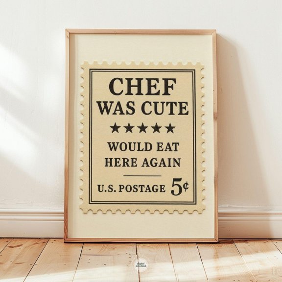 Chef Was Cute Stamp Poster, Unframed Size 24x36