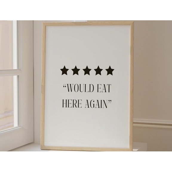 Chef Was Cute Would Eat Here Again Quote Wall Art, Unframed Paper Poster 8x10in