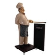 thumbnail image 1 of Chef With Rolling Menu Board Life Size Statue, 1 of 8