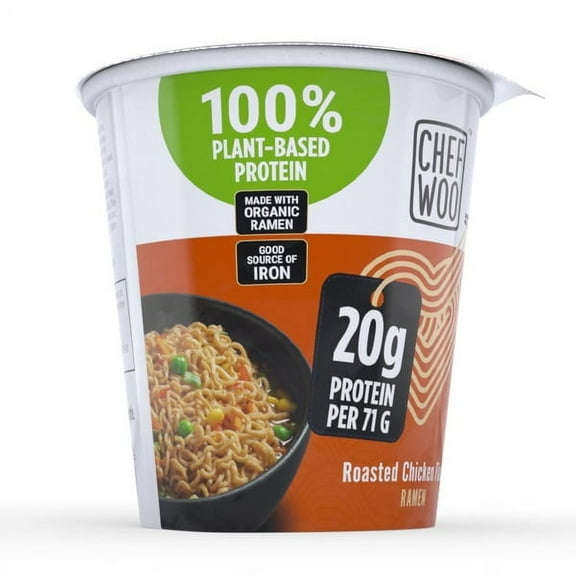 Chef Woo Roasted Chicken Ramen Cup Noodles 20g Protein (Pack of 8)