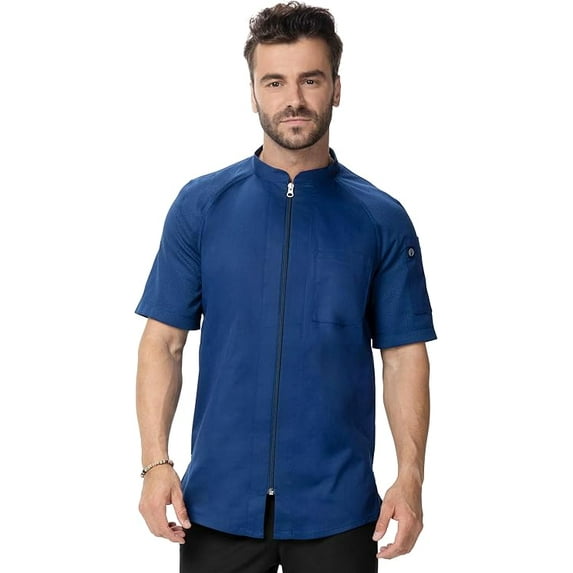 Chef Works Men's Arcadia Chef Coat, Ocean Blue, 3X-Large