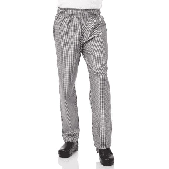 Chef Works Men’s Chef Pants, Black Baggy Chef Pants for Men with Elastic Waist and Pockets, Small