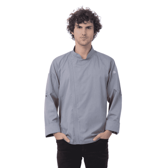 Chef Works Hartford Men's Chef Coat with Cool Vent Side Panels, Slim Fit Work Jacket for Men, XXL, Gray