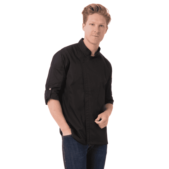 Chef Works Hartford Men's Chef Coat with Cool Vent Side Panels, Slim Fit Chef Jacket for Men, 3XL, Black