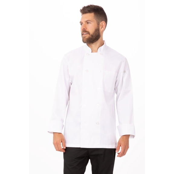 Chef Works Le Mans Men’s Chef Coat, Long Sleeve Chef Jacket with Thermometer Pocket, XXL, White