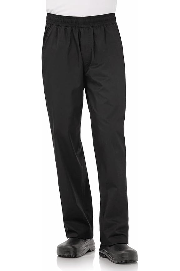 Men's Lightweight Baggy Chef Pants with Multiple Pockets, XS, Black