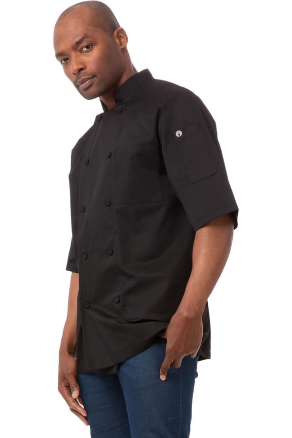 Men’s Montreal Cool Vent Chef Coat, Black Chef Jacket, 2XL