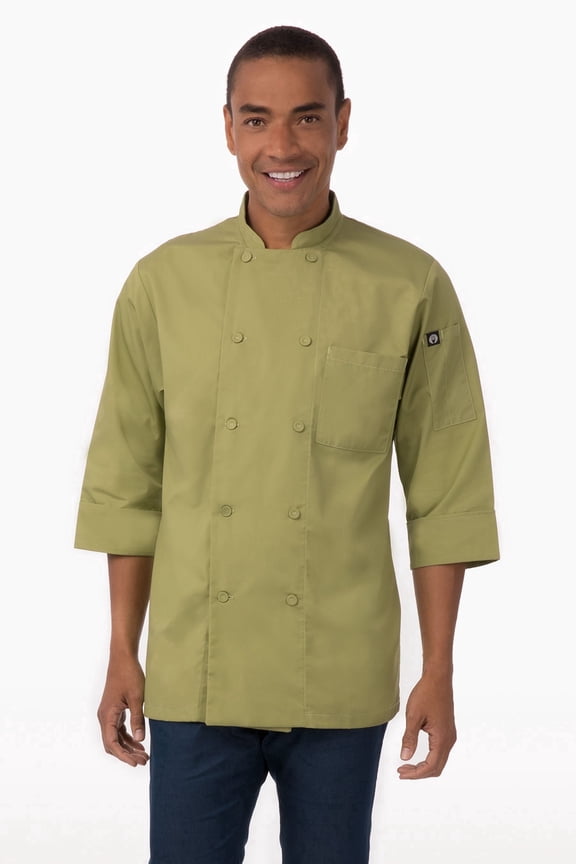 Men's Morocco Chef Coat, Three-Quarter Sleeve Chef Jacket with Pockets, XXL, Lime