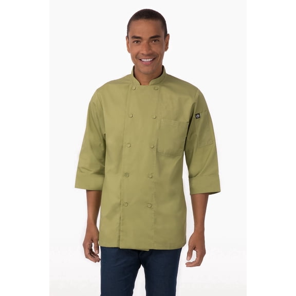Chef Works Men's Morocco Chef Coat, Three-Quarter Sleeve Chef Jacket with Pockets, XXL, Lime