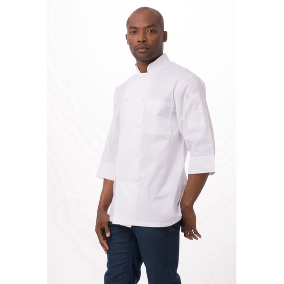 Chef Works Men's Morocco Chef Coat, Three-Quarter Sleeve Chef Jacket with Pockets, 3XL, White