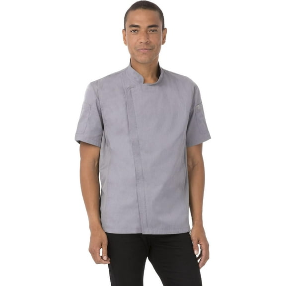 Chef Works Men's Springfield Chef Coat, Grey Chef Jacket with Cool Vent Side Panels, Small