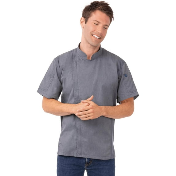 Chef Works Men's Springfield Chef Coat, Ink Blue Chef Jacket with Cool Vent Side Panels, 4XL