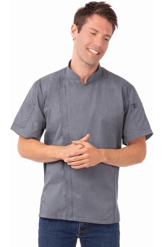 Men's Springfield Chef Coat, Ink Blue Chef Jacket with Cool Vent Side Panels, Small