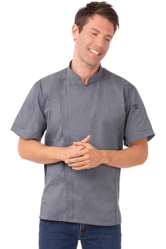 Men's Springfield Chef Coat, Ink Blue Chef Jacket with Cool Vent Side Panels, XS