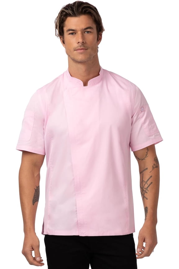 Men's Springfield Chef Coat, Pink Chef Jacket with Cool Vent Side Panels, Medium