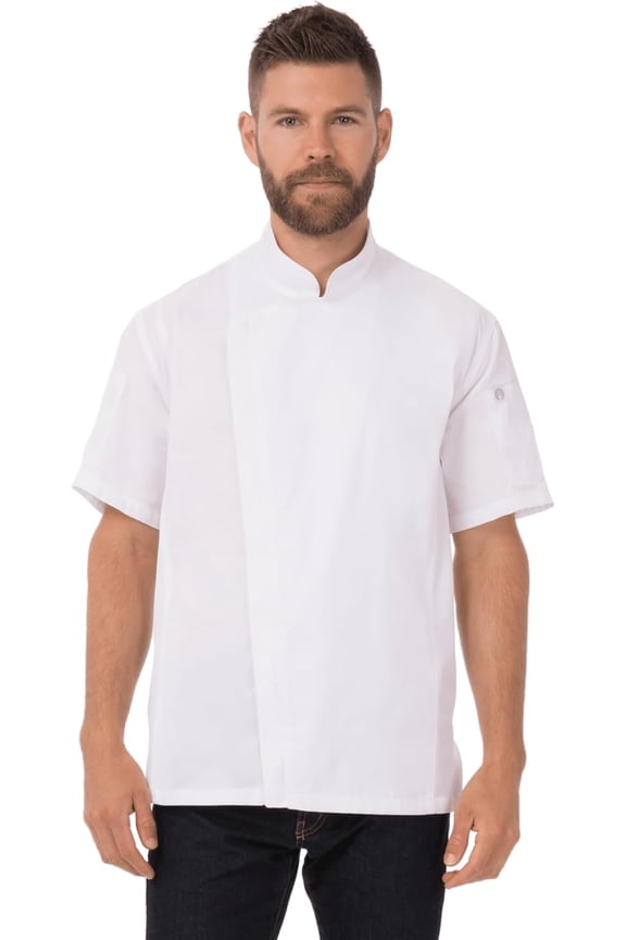Men's Springfield Chef Coat, White Chef Jacket with Cool Vent Side Panels, Small