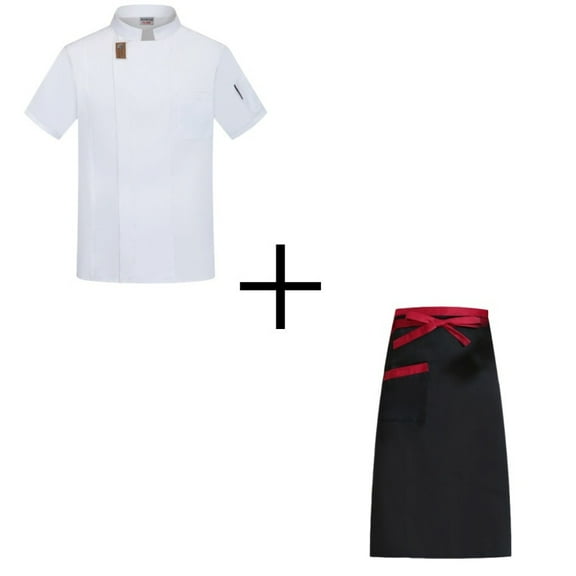 Chef Works Men's Springfield Chef Jacket Catering Chef Overalls Short Sleeve Men's Thin Breathable