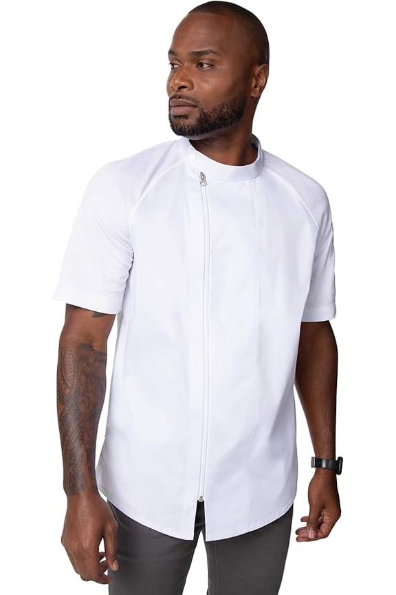 Varkala Men's Chef Coat, Cool Vent Tailored Chef Jacket with Pockets, Medium, White