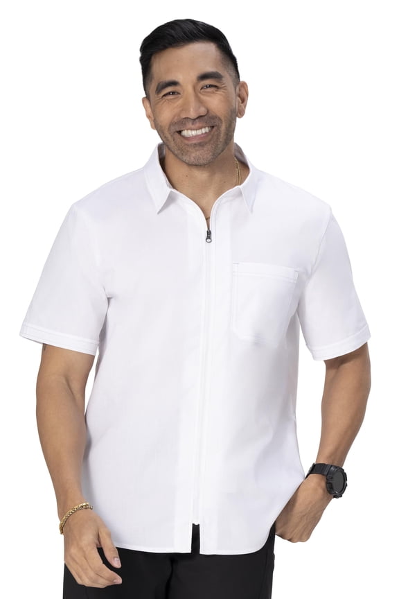 Mens Cody Zip Work Shirt, White, X-Large