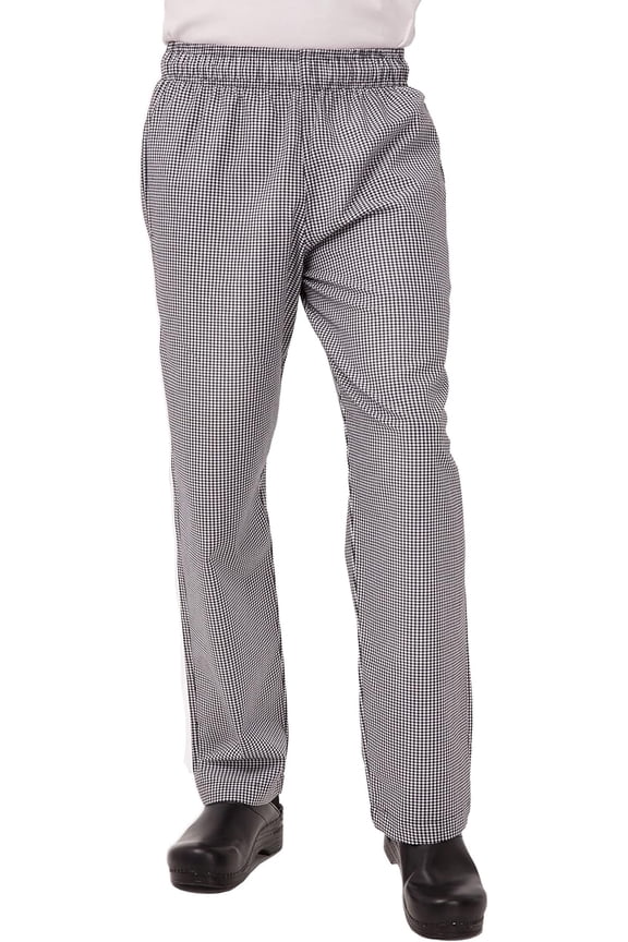Chef Pants, Checkered Baggy Pants for Men with Elastic Waistband and Pockets, XL
