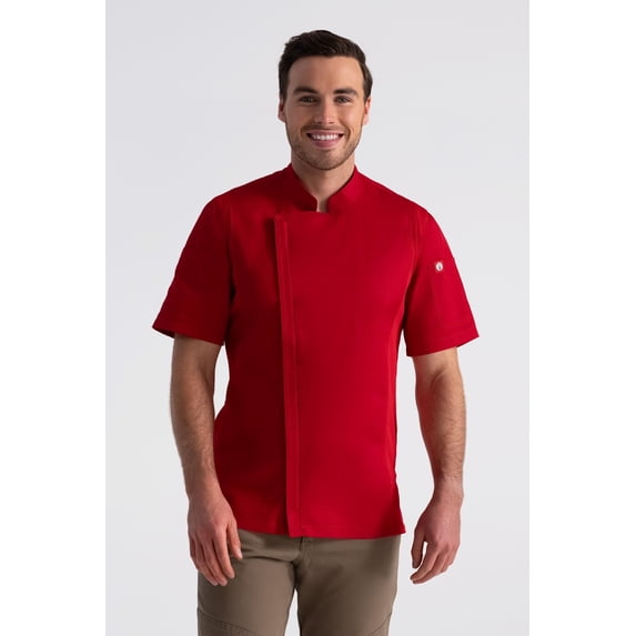 Chef Works Men's Springfield Chef Coat, Red Chef Jacket with Cool Vent Side Panels, Large