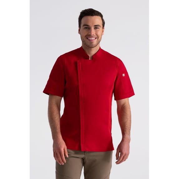 Chef Works Men's Springfield Chef Coat, Red Chef Jacket with Cool Vent Side Panels, XS