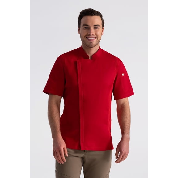 Chef Works Men's Springfield Chef Coat, Red Chef Jacket with Cool Vent Side Panels, XS