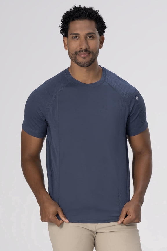 Aryes Unisex Crew Shirt, Cool Vent Mesh Work Shirt with Side Hip Zipper, Large, Blue