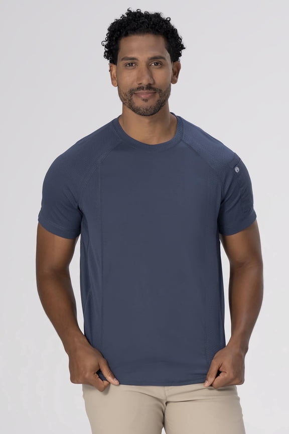 Aryes Unisex Crew Shirt, Cool Vent Mesh Work Shirt with Side Hip Zipper, Medium, Blue