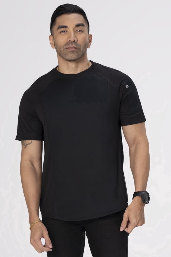 Aryes Unisex Crew Shirt, Cool Vent Mesh Work Shirt with Side Hip Zipper, XL, Blue
