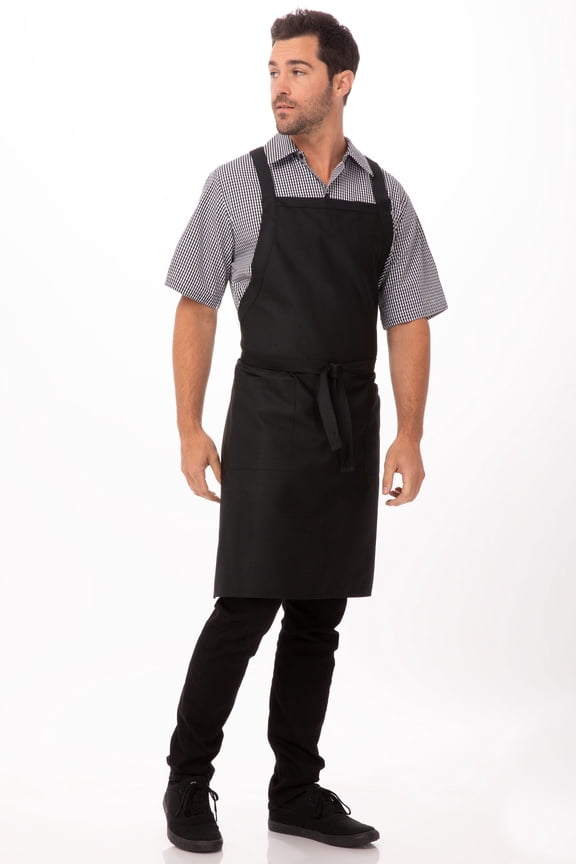 Unisex Cross-Back Bib Apron, Black , One Size