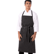 Chef Works Unisex English Chef Apron, Black W/ Chalk Stripe, One Size