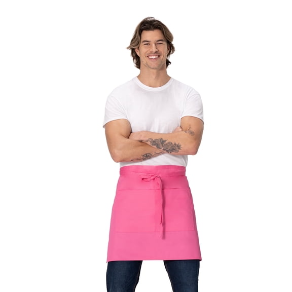 Chef Works Unisex Half Bistro Server Apron, Kitchen Apron with Pocket, Hot Pink
