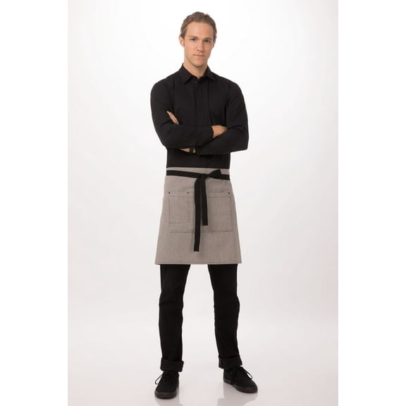 Chef Works Unisex Portland Half Bistro Apron, Black, One Size