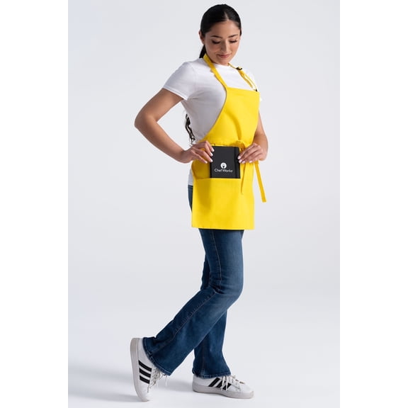 Chef Works Cooking Apron, 3-Pocket Yellow Kitchen Apron for Women and Men, One Size