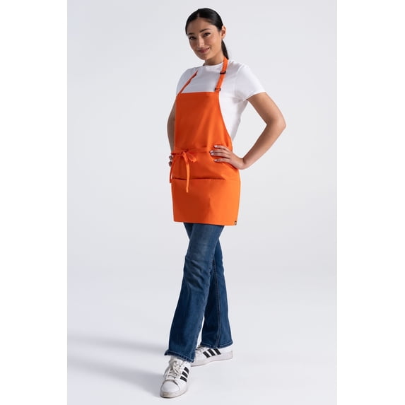 Chef Works Cooking Apron, 3-Pocket Orange Kitchen Apron for Women and Men, One Size