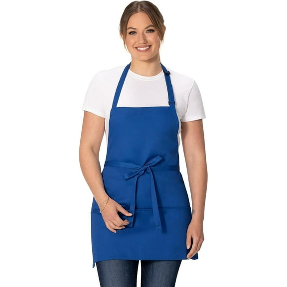 Chef Works Cooking Apron, 3-Pocket Blue Kitchen Apron for Women and Men, One Size