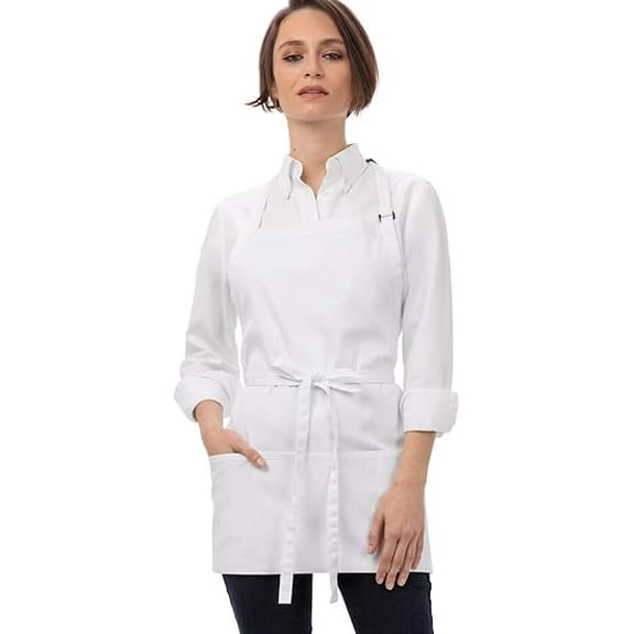 Chef Works Cooking Apron, 3-Pocket White Kitchen Apron for Women and Men, One Size