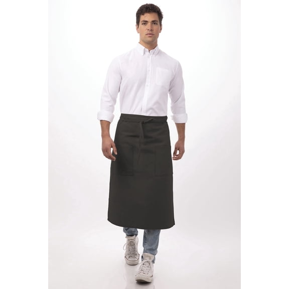 Chef Works Unisex Two Pocket Bistro Apron, Charcoal, One Size