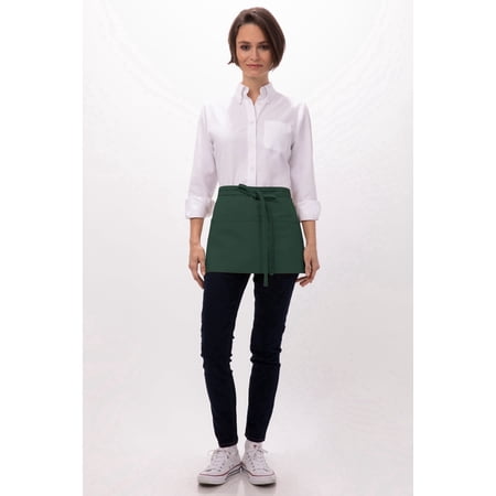 Chef Works Unisex Waitress Apron, Waist Apron with 3 Pockets, Hunter Green
