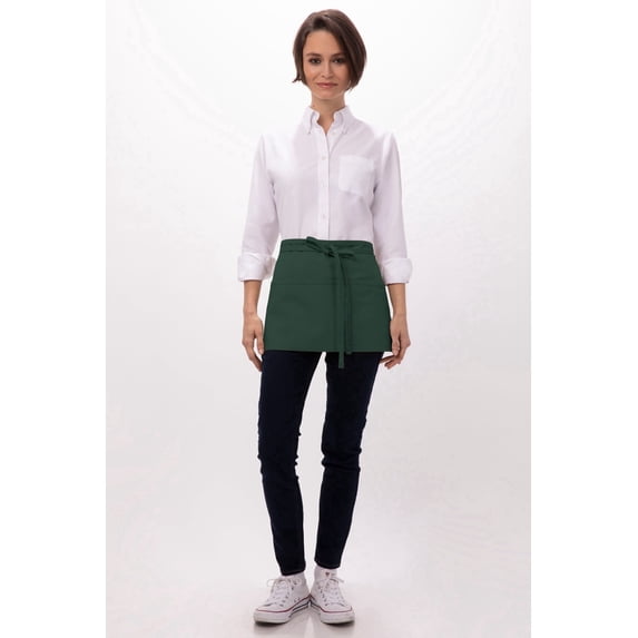 Chef Works Unisex Waitress Apron, Waist Apron with 3 Pockets, Hunter Green
