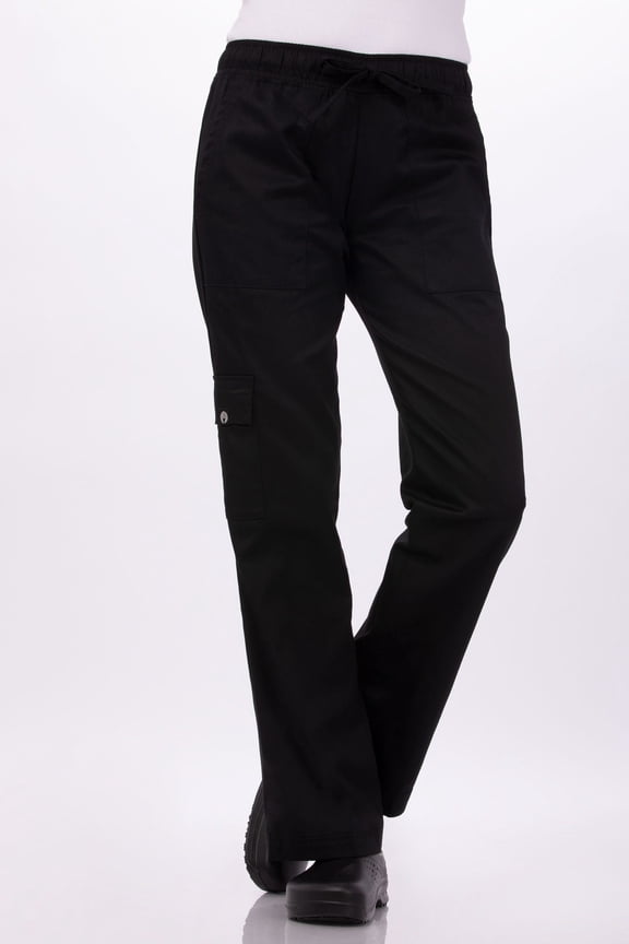 Women's Cargo Chef Pants, Black, Small