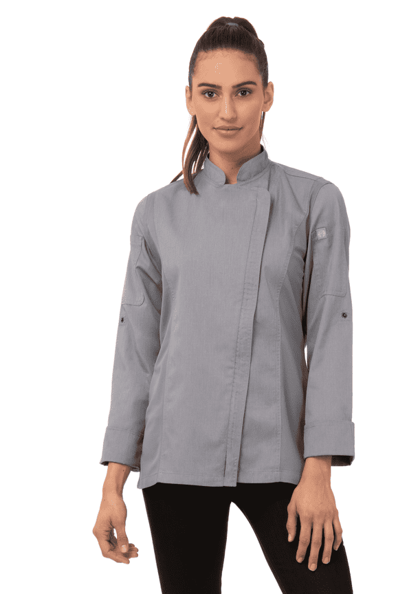 Hartford Women’s Chef Coat with Cool Vent Side Panels, Lightweight Chef Jacket, Large, Gray