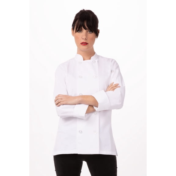 Chef Works Le Mans Women's Chef Coat, Long Sleeve Work Jacket with Thermometer Pocket, Small, White
