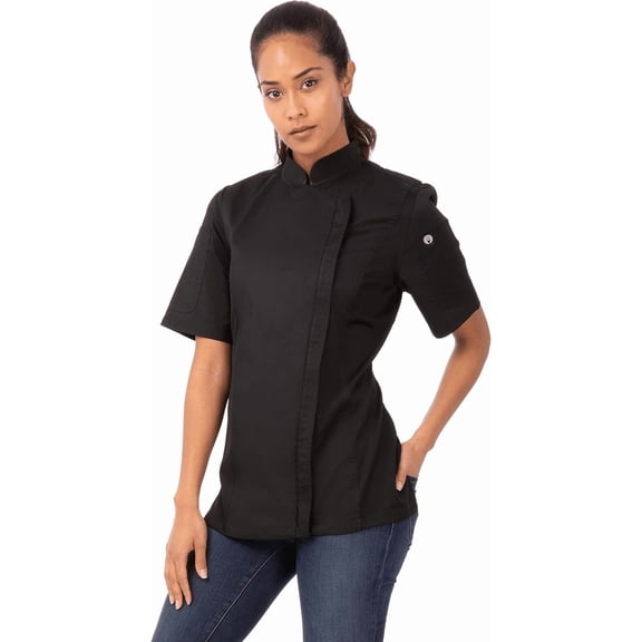Chef Works Women's Springfield Chef Coat, Black Chef Jacket with Cool Vent Side Panels, 4XL