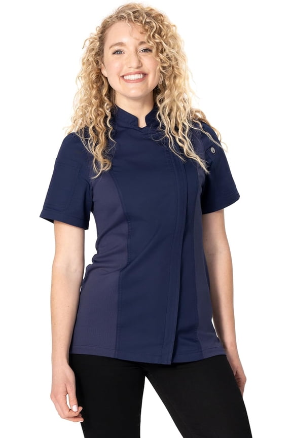 Women's Springfield Chef Coat, Navy Chef Jacket with Cool Vent Side Panels, Medium