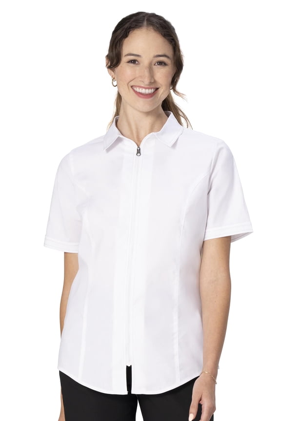 Womens Cody Zip Work Shirt, White, X-Large