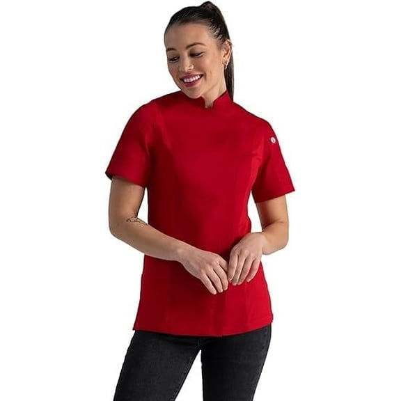 Chef Works Women's Springfield Chef Coat, Red Chef Jacket with Cool Vent Side Panels, Large